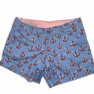 Lilly Pulitzer High Waist Blue and Red Nautical Shorts